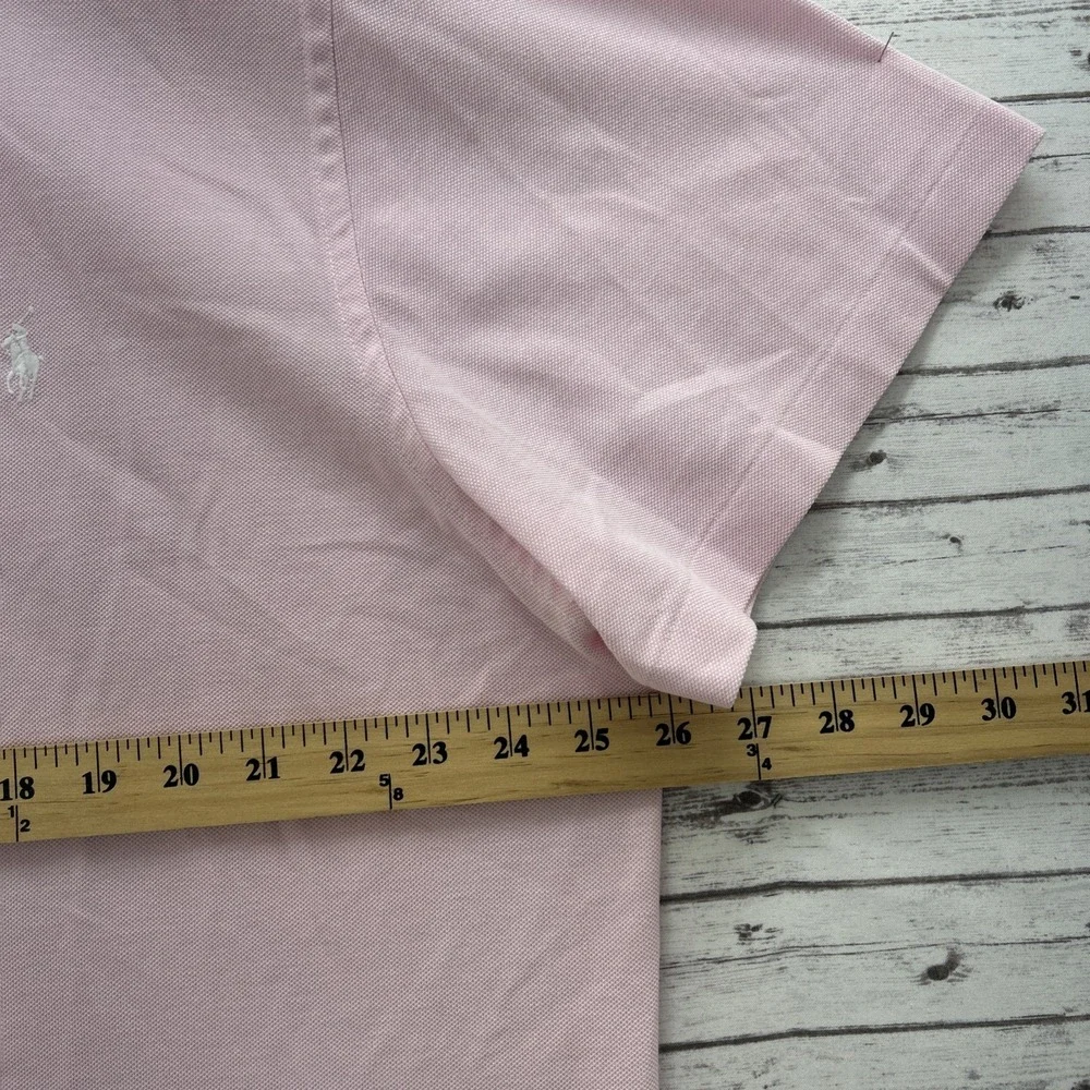 Ralph Lauren Polo Shirt Men's 2XB Pink Knit Oxford Cotton S/S White Pony